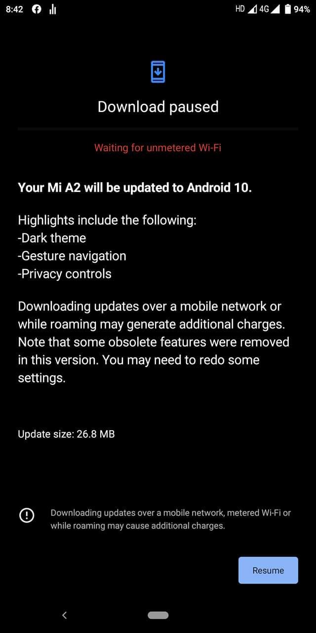 update for MI A2  