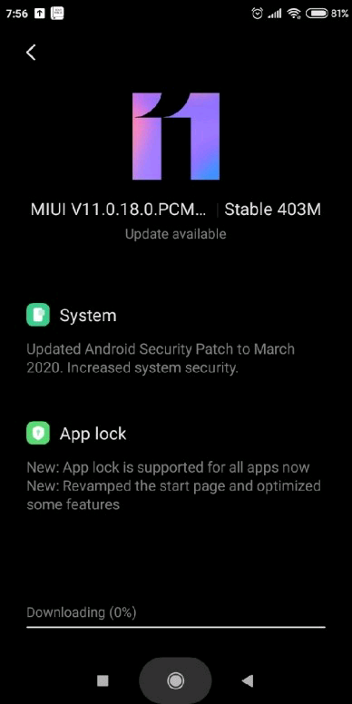 New Redmi 7a update