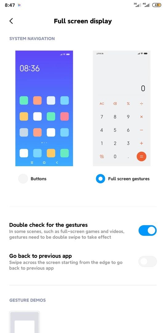 Gesture Navigation control