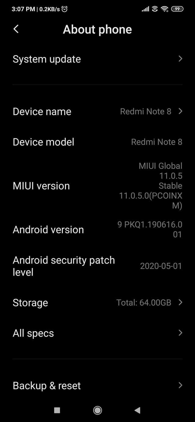 New update available for Redmi Note 8