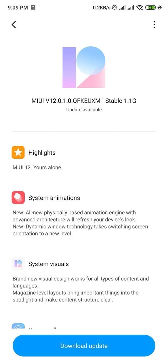 Stable MIUI 12 update for mi 9t pro