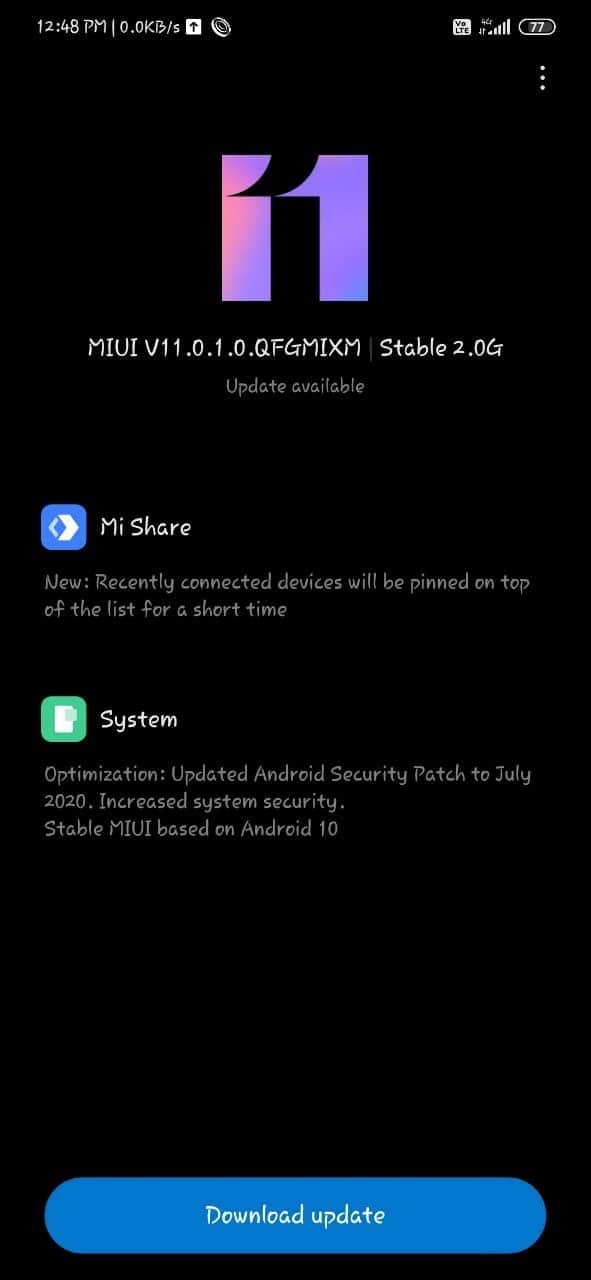 Global Redmi Note 7 Android 10 update