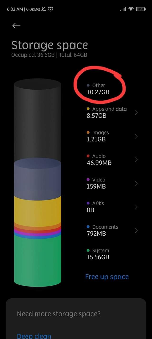 Other files under storage space keeps increasing after MIUI 12 update