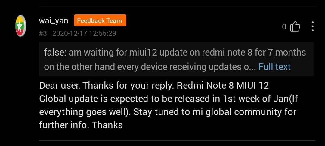 Next MIUI 12 update for Redmi Note 8 to arrive next year Next MIUI 12 update for Redmi Note 8