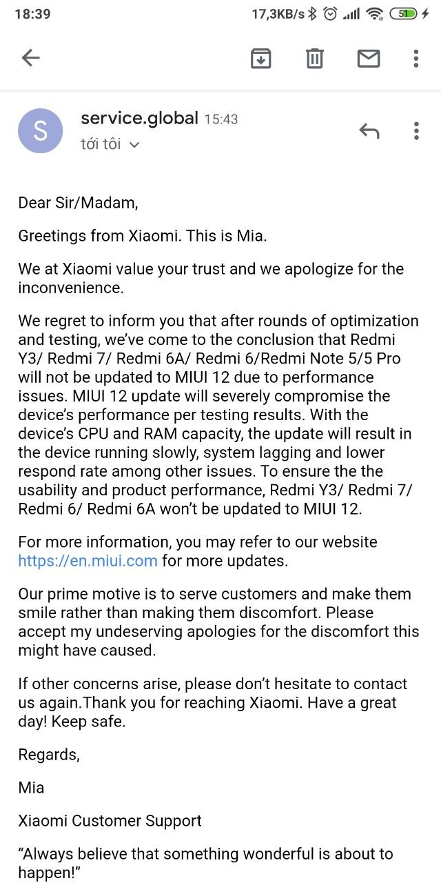 Redmi Note 5/5Pro won't receive MIUI 12