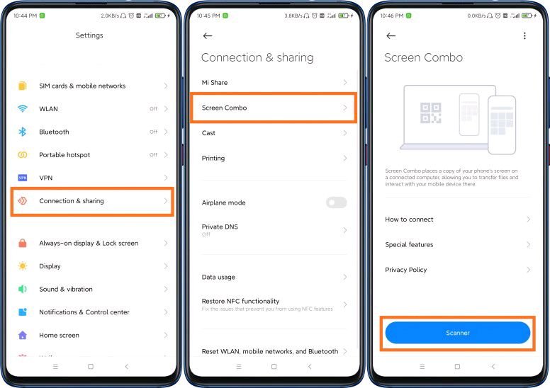 How to activate screen combo on Xiaomi Android phones