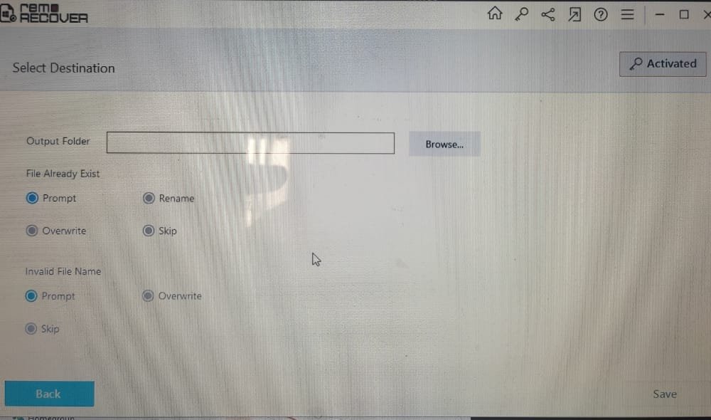 Remo Recover software save option