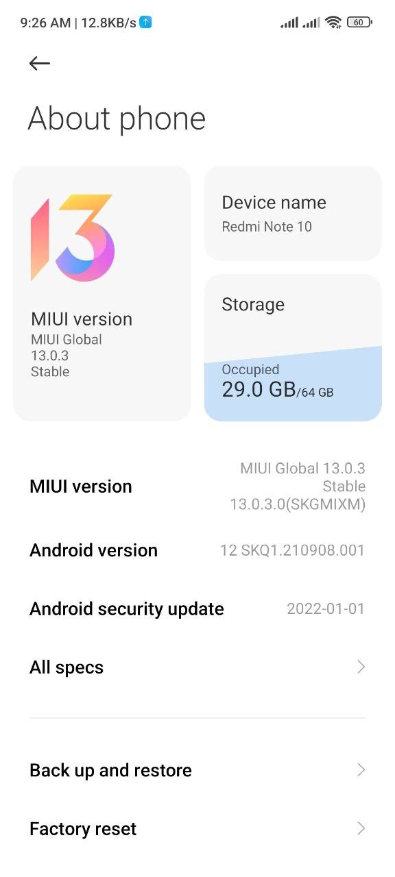 Global Redmi Note 10 stable Android 12-based MIUI 13 update released Redmi Note 10 January 2022 security patch