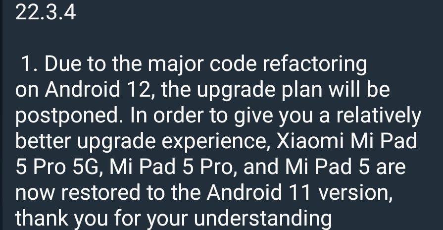 Android 12 for Xiaomi Pad 5 