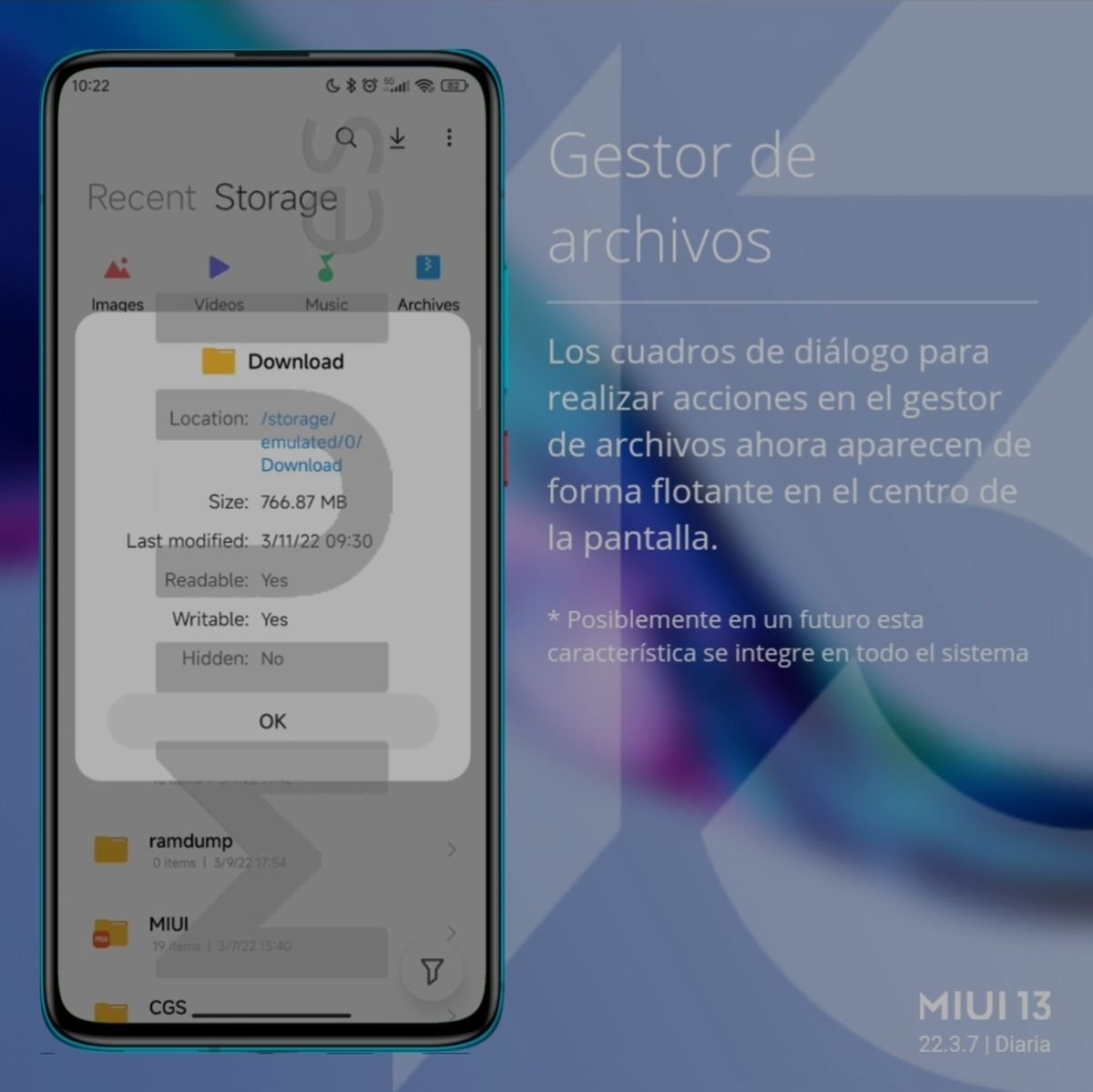 File manager dialogs display