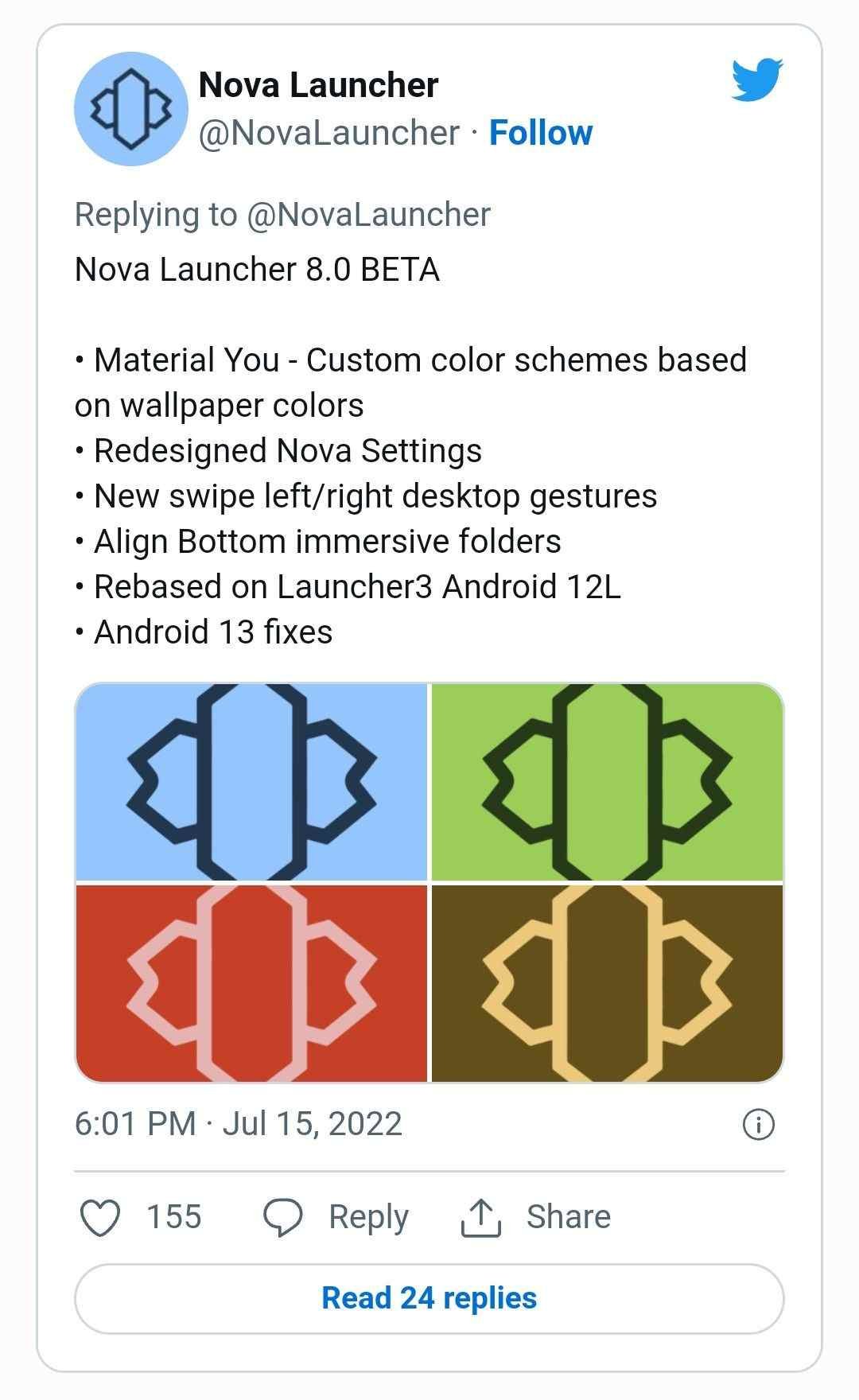 Nova Launcher 8.0 beta released with Material You design