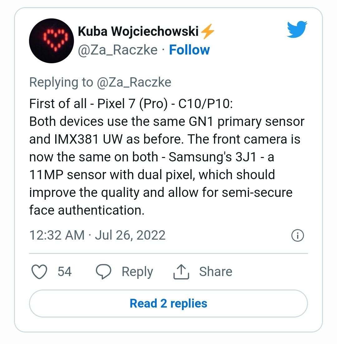 Camera specifications of Pixel 7 and Pixel Tablet revealed Camera specifications of Pixel 7 and Pixel Tablet revealed