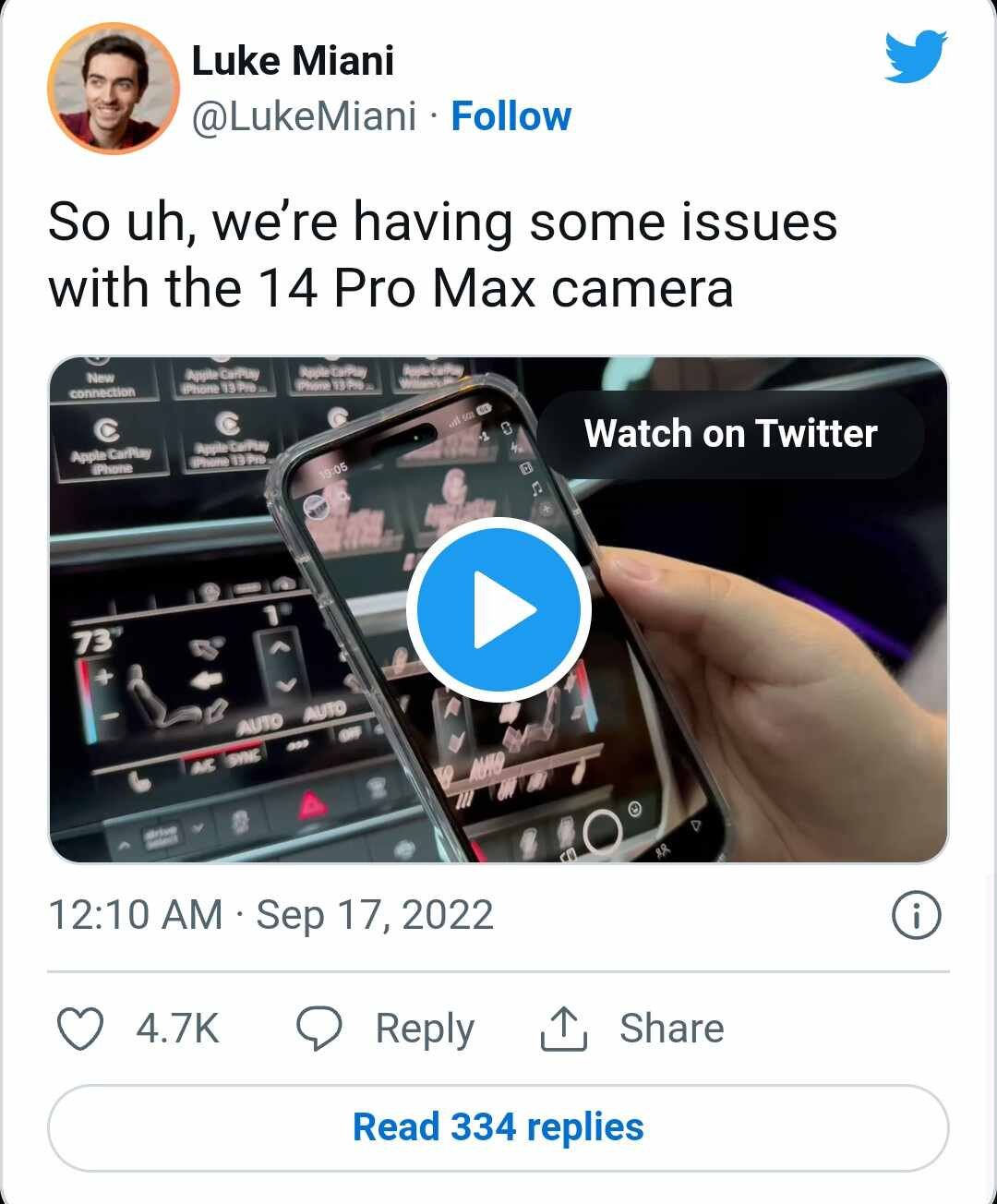 Apple iPhone 14 Pro camera shaking when used on social media apps