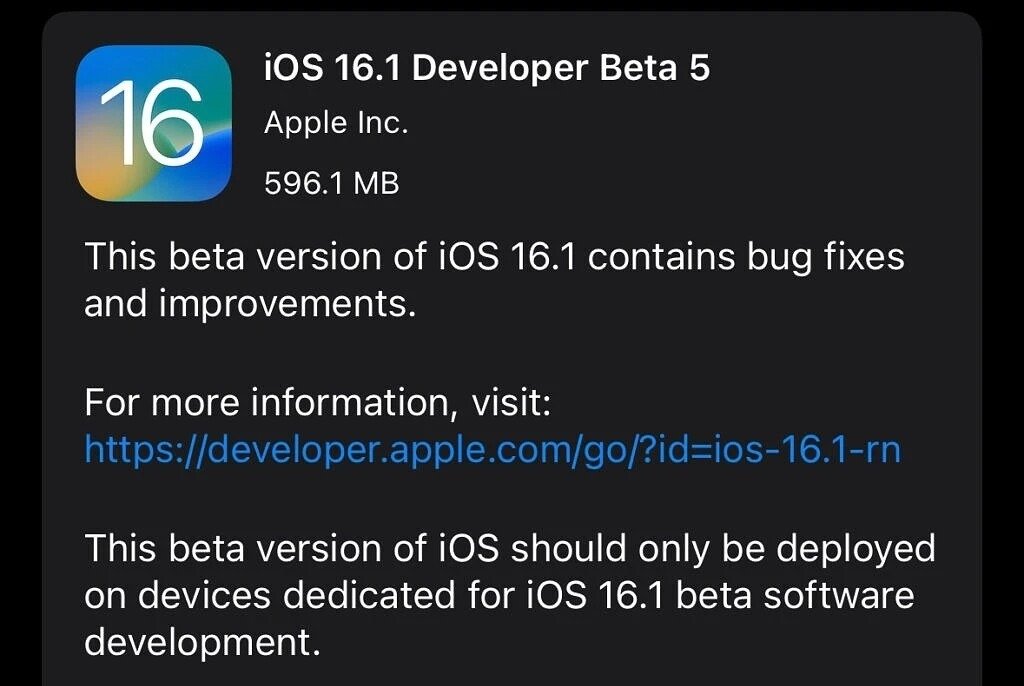 Apple iOS 16.1 Beta 5: Here's everything new Apple iOS 16.1 Beta 5: Here's everything new